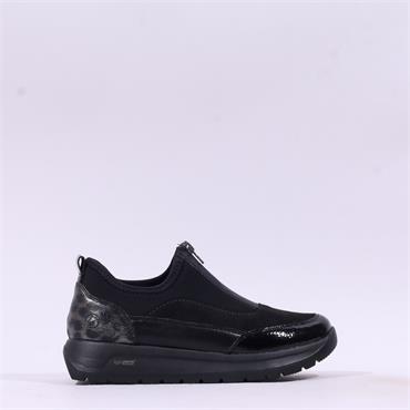 Remonte Platform Front Zip Shoe - Black Leopard